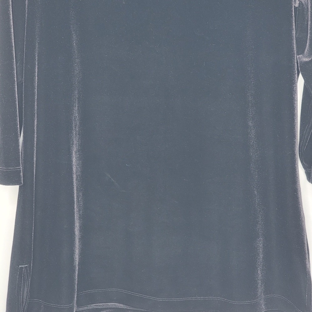Chico's Black Velvet Tunic Top Women's 2/12/L 3/4 Sleeve Round Neck Minimalist - Picture 2 of 11